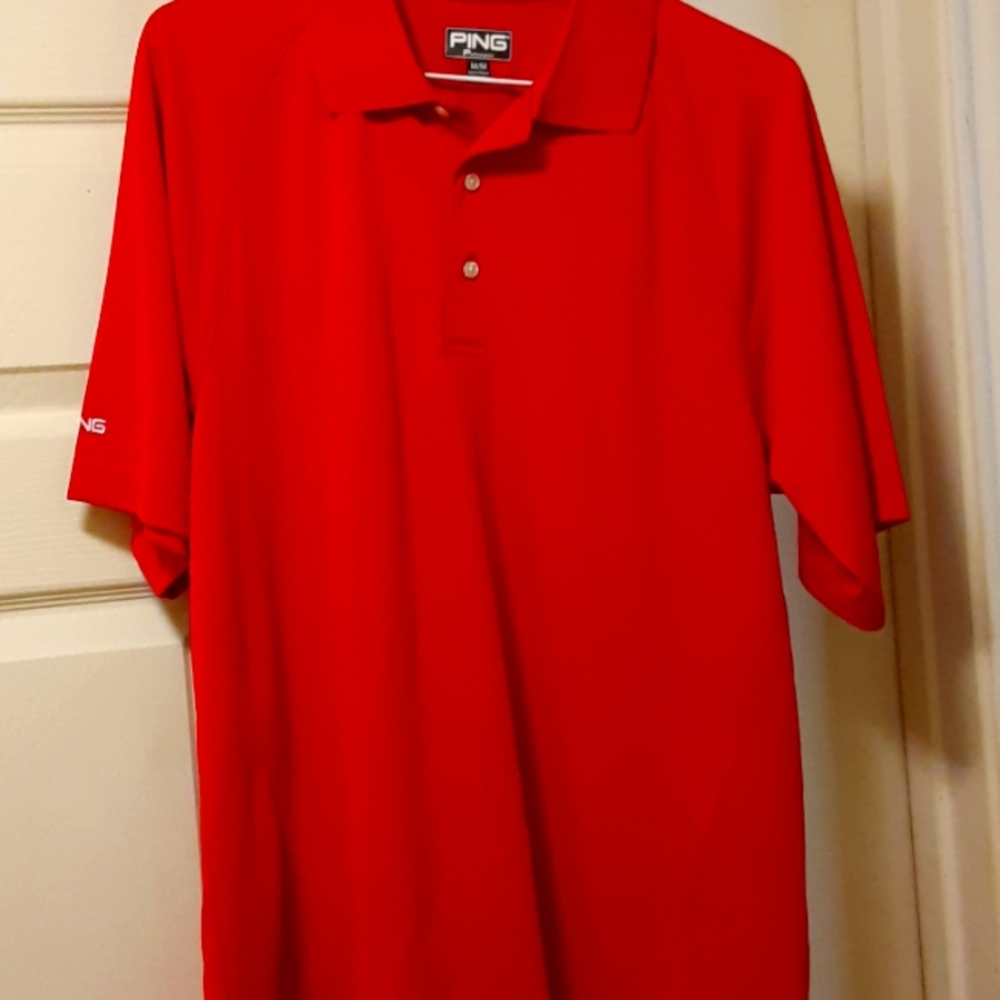 Red polo shirt